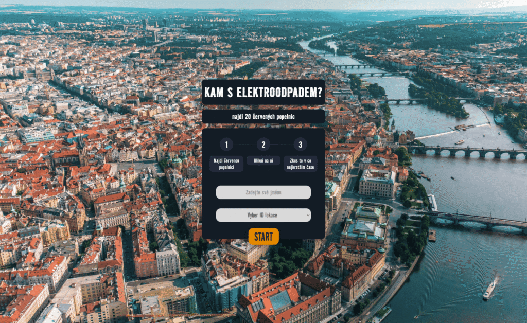 Úvodní obrazovka hry pro zaměstnance Hornbach - Kam s elektroodpadem