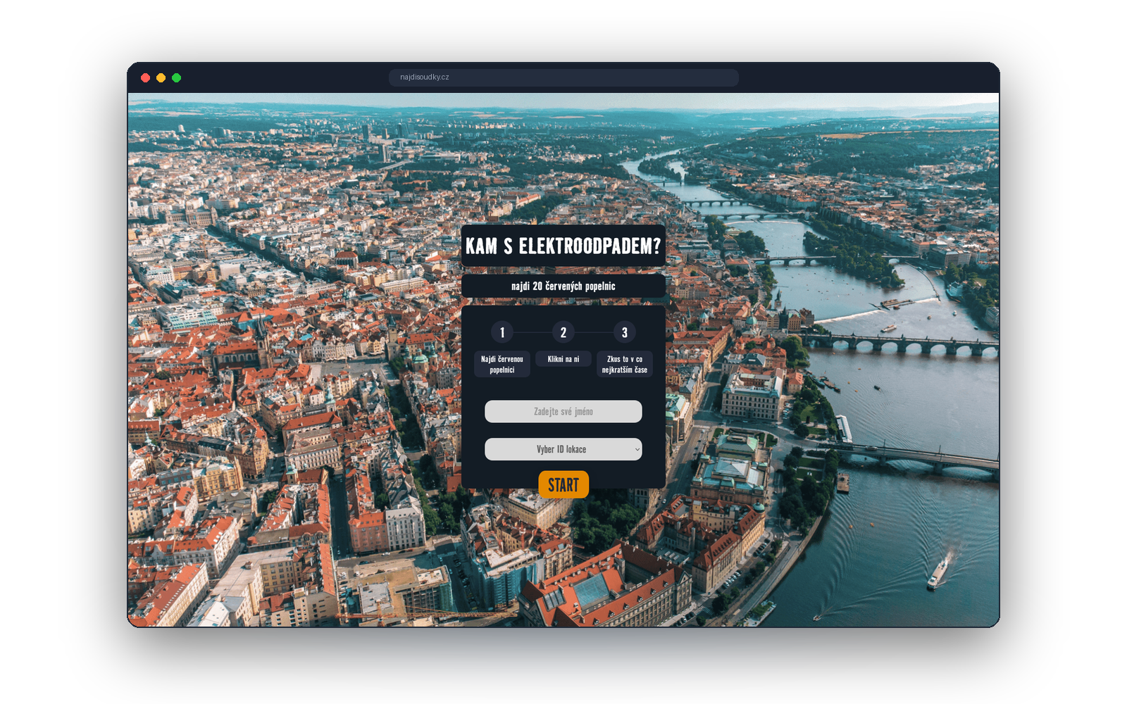 Úvodní obrazovka hry pro zaměstnance Hornbach – Kam s elektroodpadem