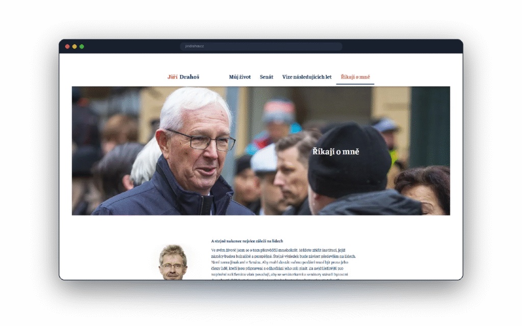 Sekce Říkají o mně — citace podporovatelů