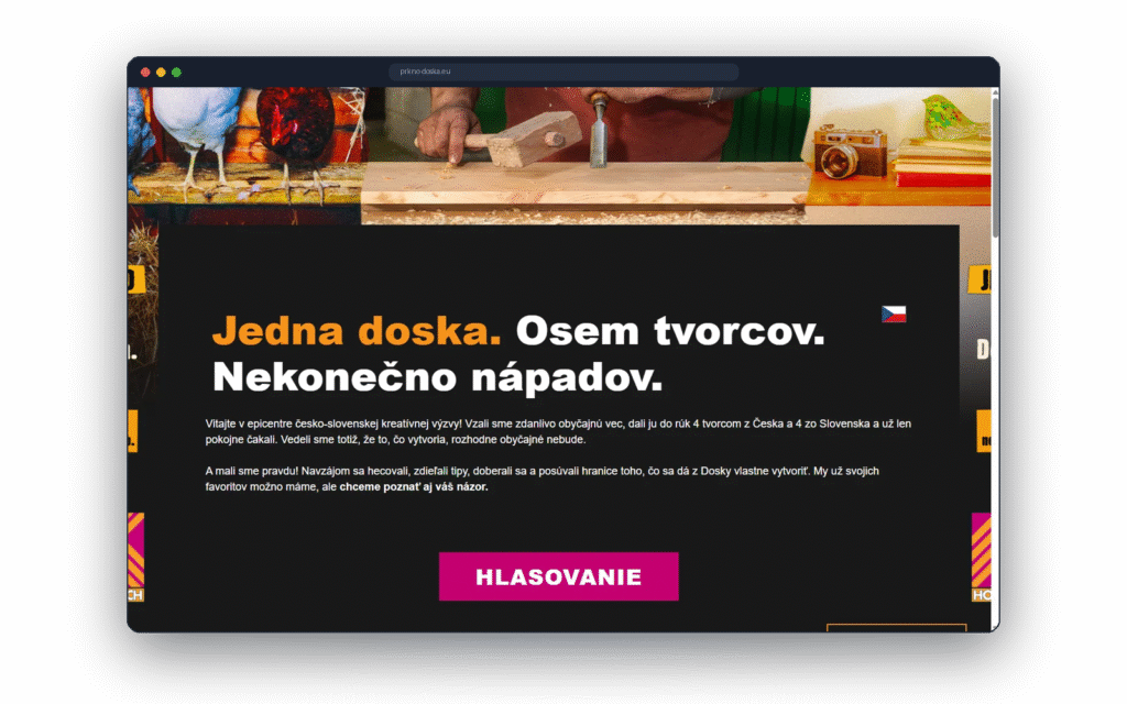 Slovenská verze stránky — Jedna doska, osm tvorcov