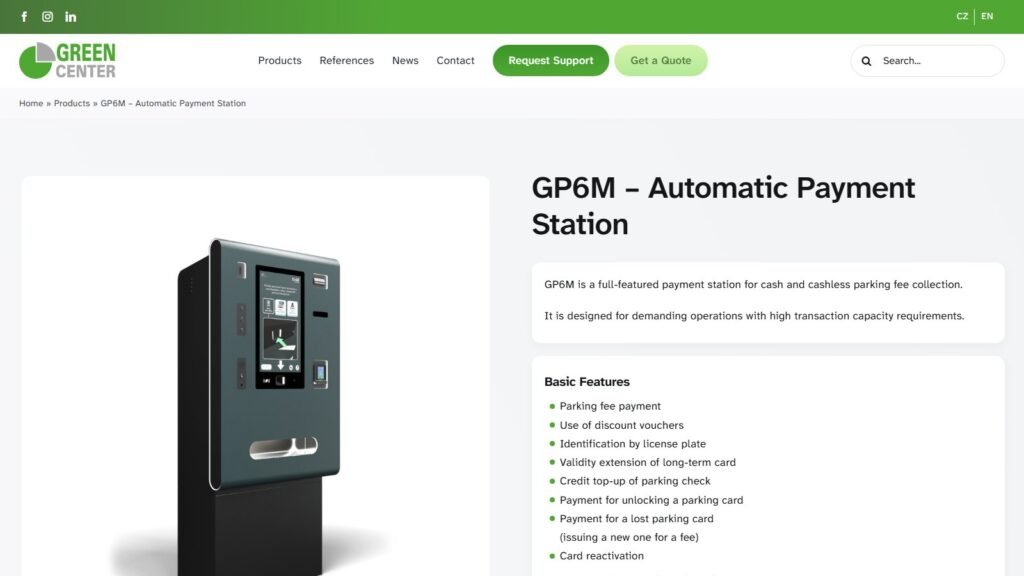 Anglická produktová stránka GP6M Automatic Payment Station