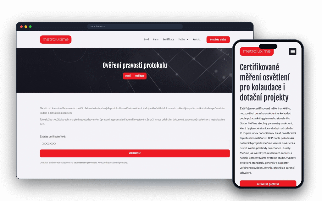 Web METROLUXÍME na mobilu