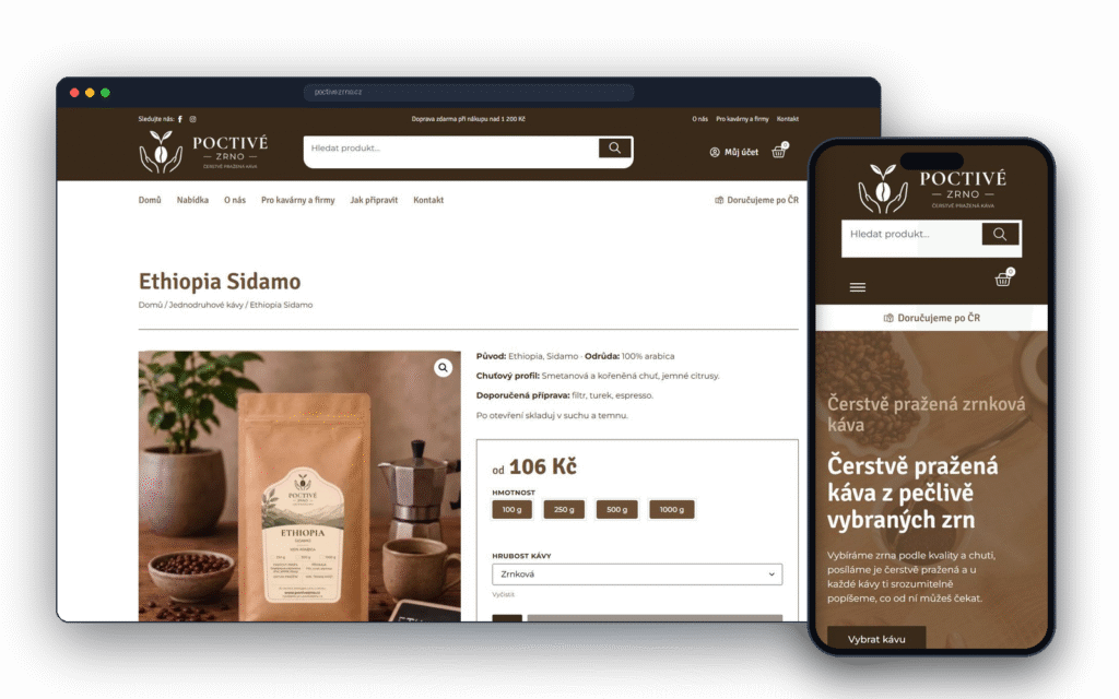 E-shop Poctivé zrno na mobilu